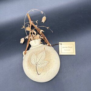 Vintage Wall Vase Jimmie Floyd Stoneware Pottery Leaf Clay Art 1978 Botanical